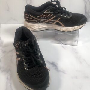 Asics Gel Cumulus 21 Running Shoes Black and Rose Gold Womens Size 6.5